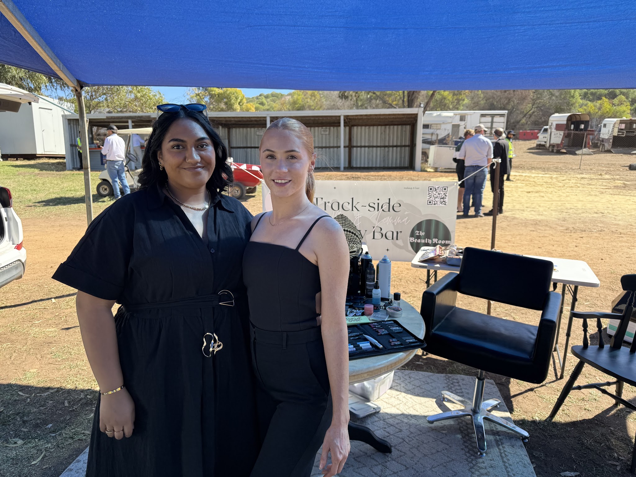 Jemma set up at a local event with the chair and kit